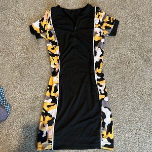 Yellow and black camo dress